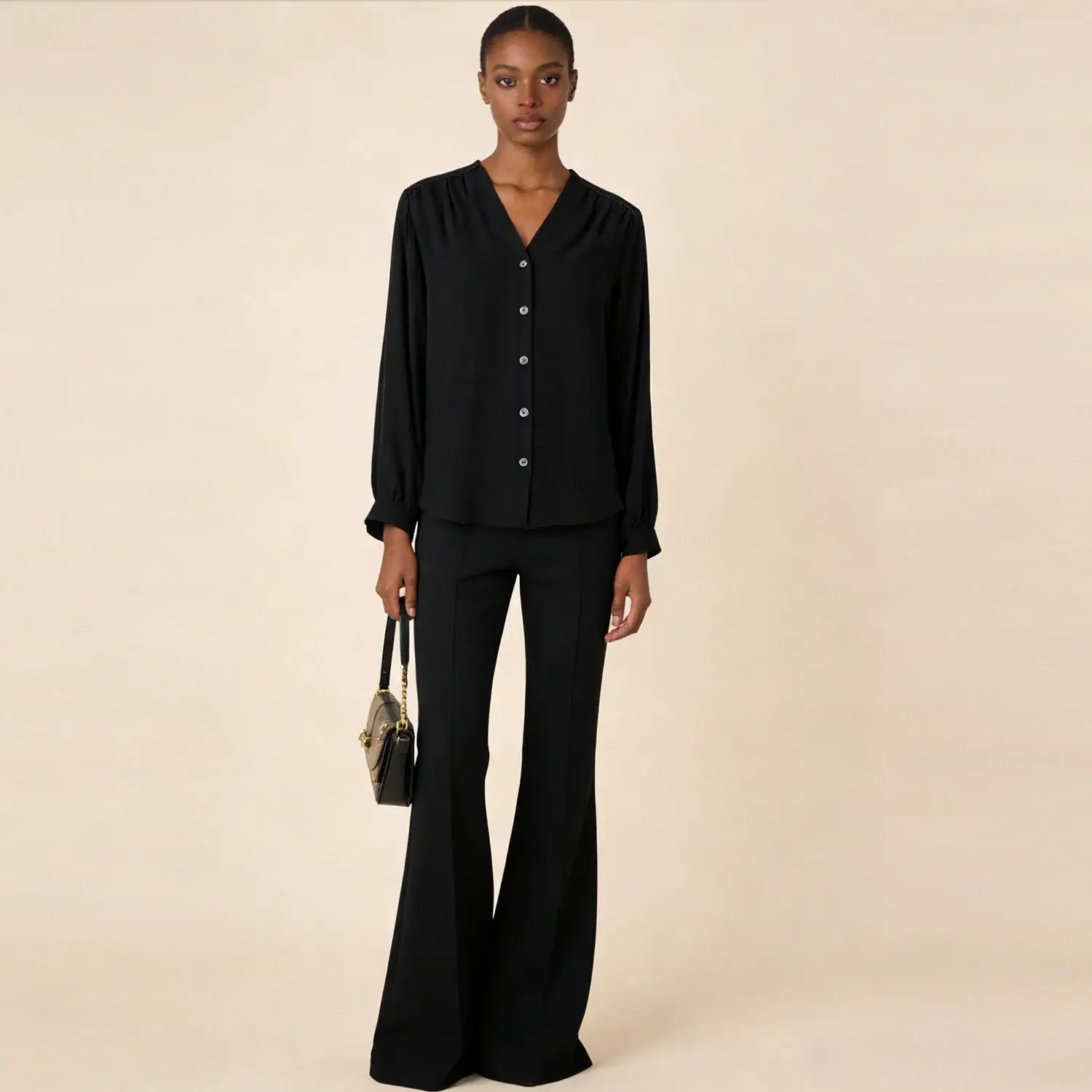 Women's Silk Crepe de Chine Blouse V-Neck