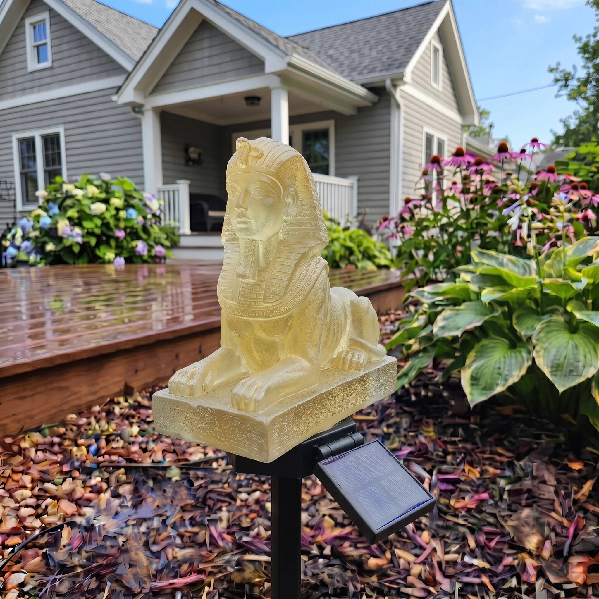 🦁 Ancient Egyptian Golden Sphinx Solar Garden Stake Light