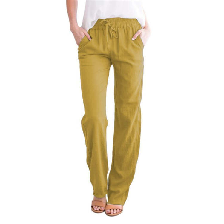 Solid Color Loose Drawcord Casual Wide Leg Pants