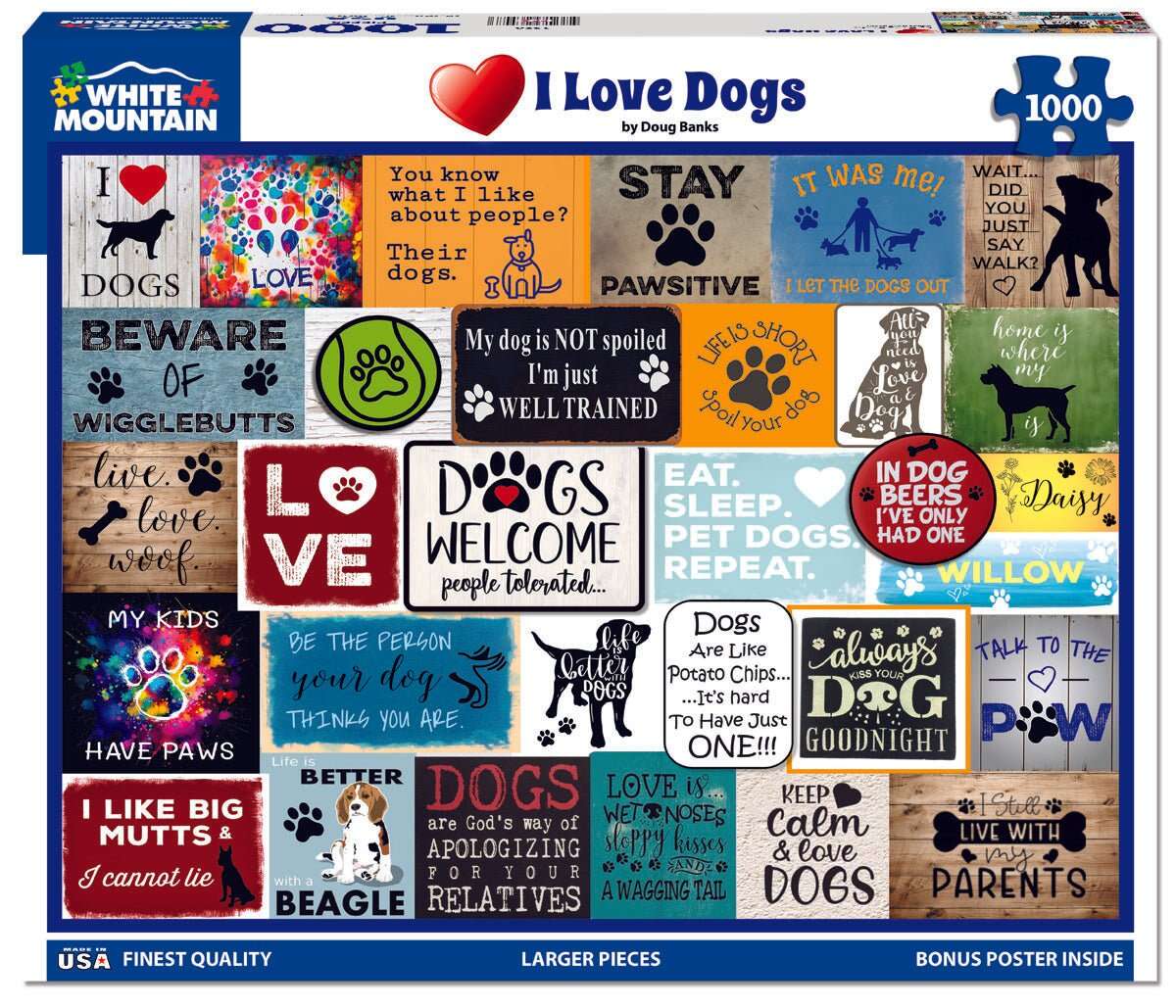 I Love Dogs (1926pz) - 1000 Piece Jigsaw Puzzle