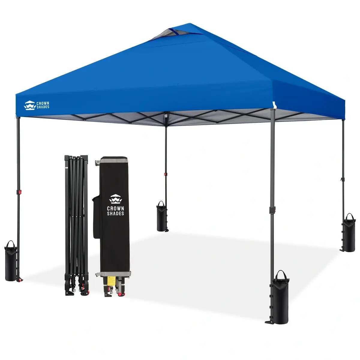 10x10 Pop Up Canopy - Patented Center Lock One Push Instant Outdoor Canopy Beach Tent with STO-N-Go Bag 8 Stakes & 4 Sand Bags