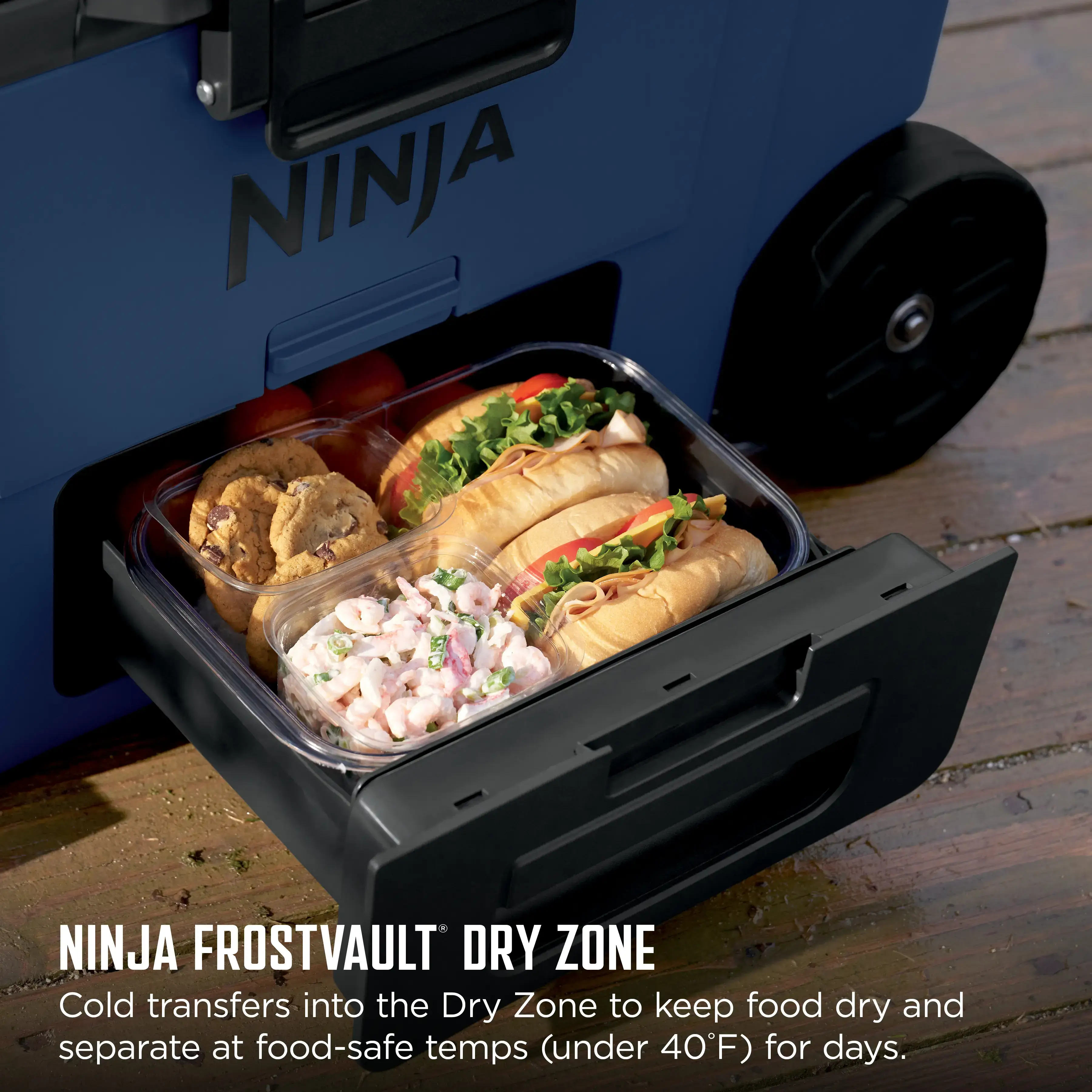 Portable for Outdoor Use 45qt Cooler with Wheels in Lakeshore Blue