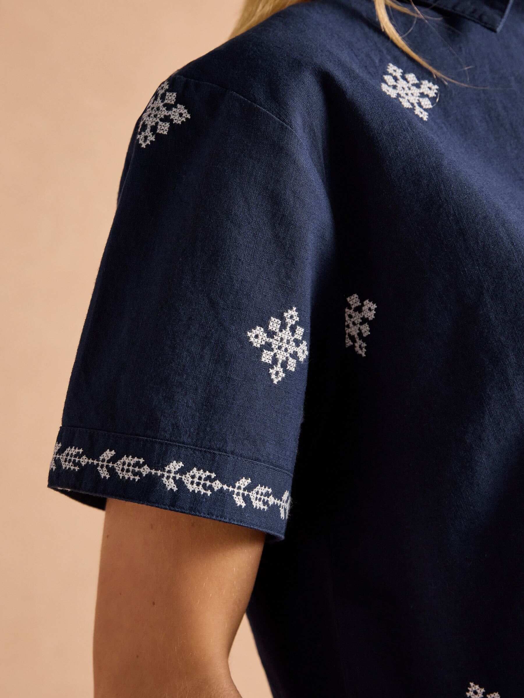 Emilie Navy Embroidered Shirt
