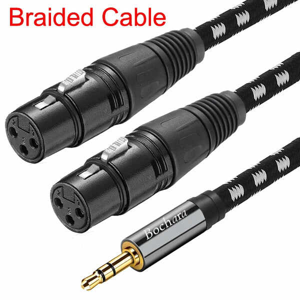 Bochara 3.5mm TRS to Dual XLR Female Stereo Cable for MVAVE