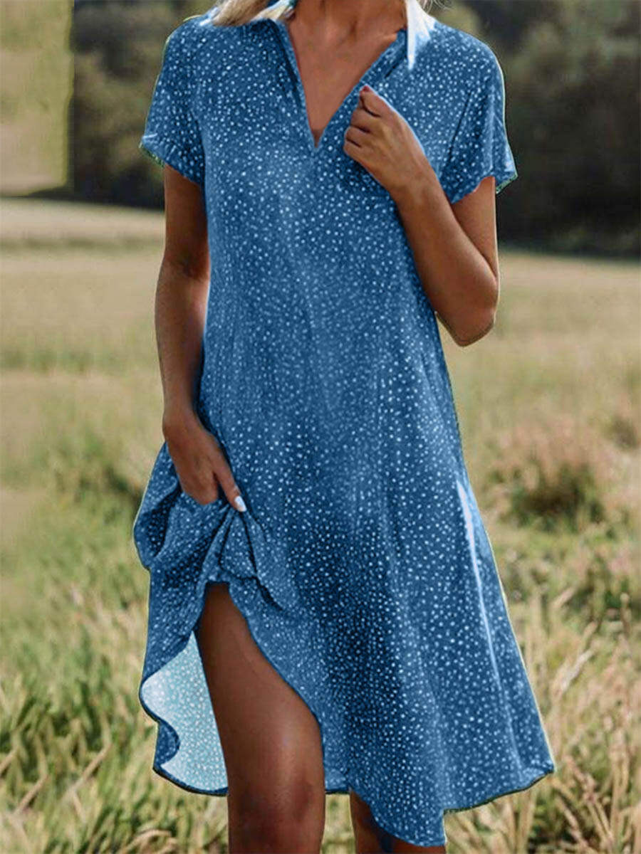 🔥Summer Arrivals🌟Women's Polka-dot Art Print Casual Loose Elegant V-neck Dress