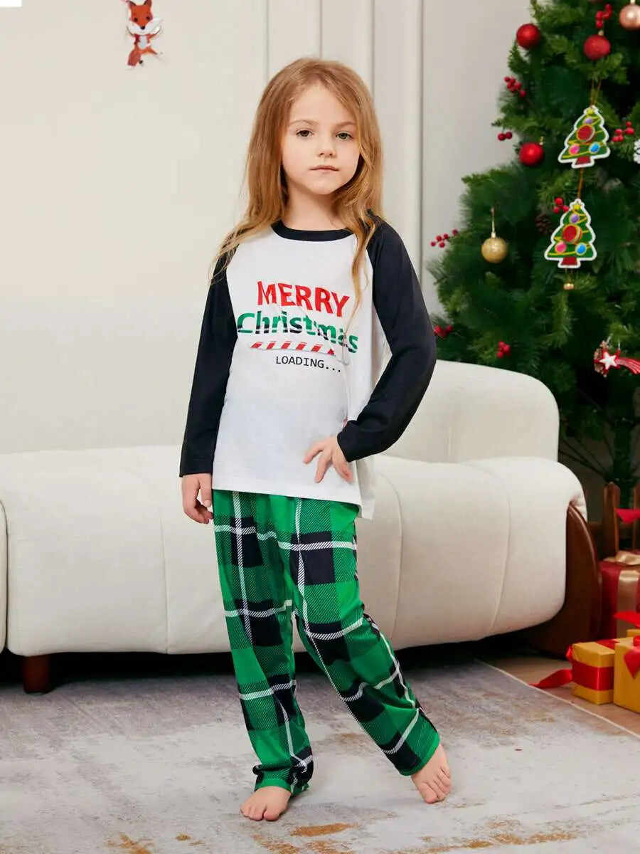 Printed Christmas Matching Family Pajamas Pjs Set #24531