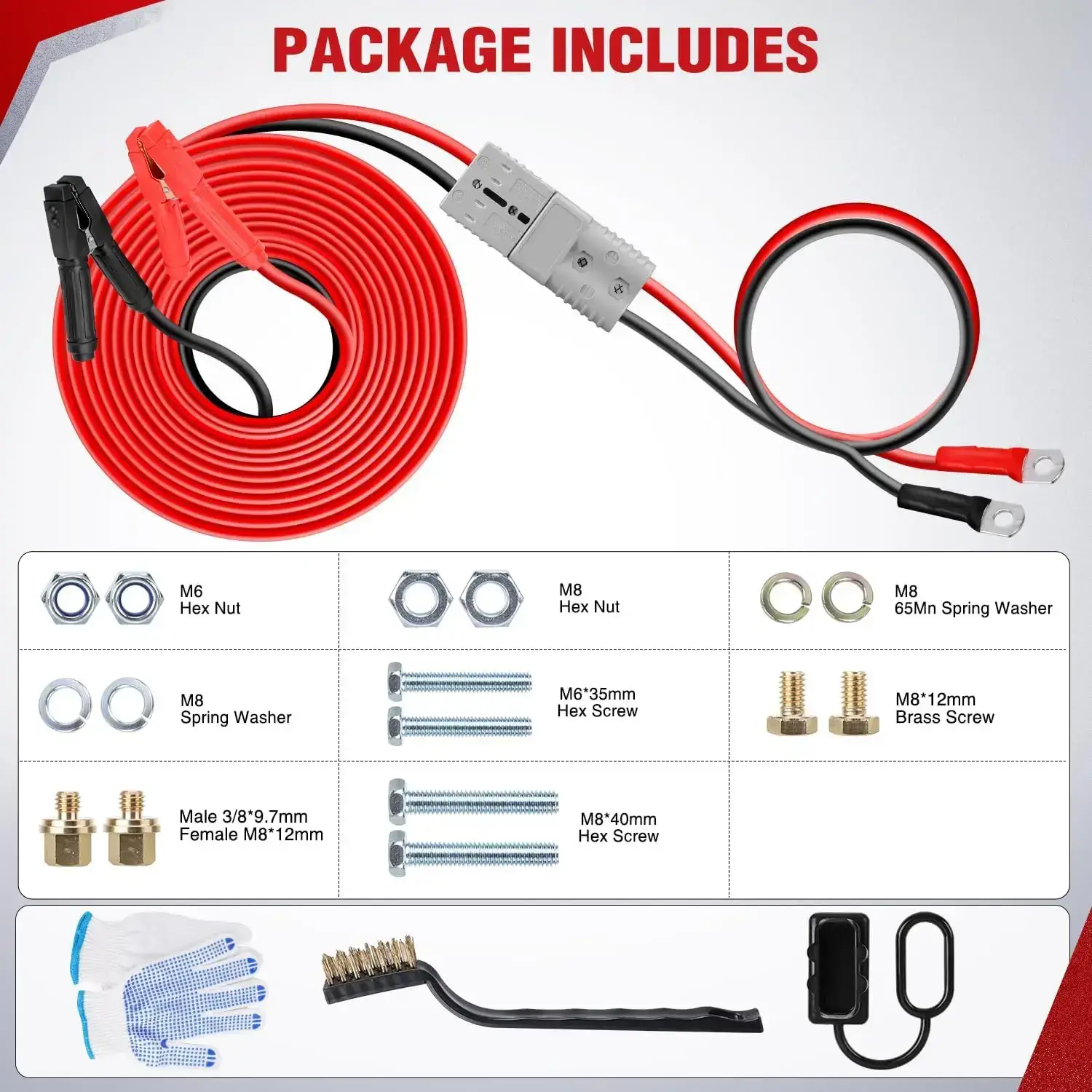 0 Gauge 25 Feet Heavy Duty Jumper Cables 1000 Amp Booster Battery Cables with Permanent Installation kit and Quick Connect Plug Includes carrying bag for 12V & 24V Cars SUVs and Trucks