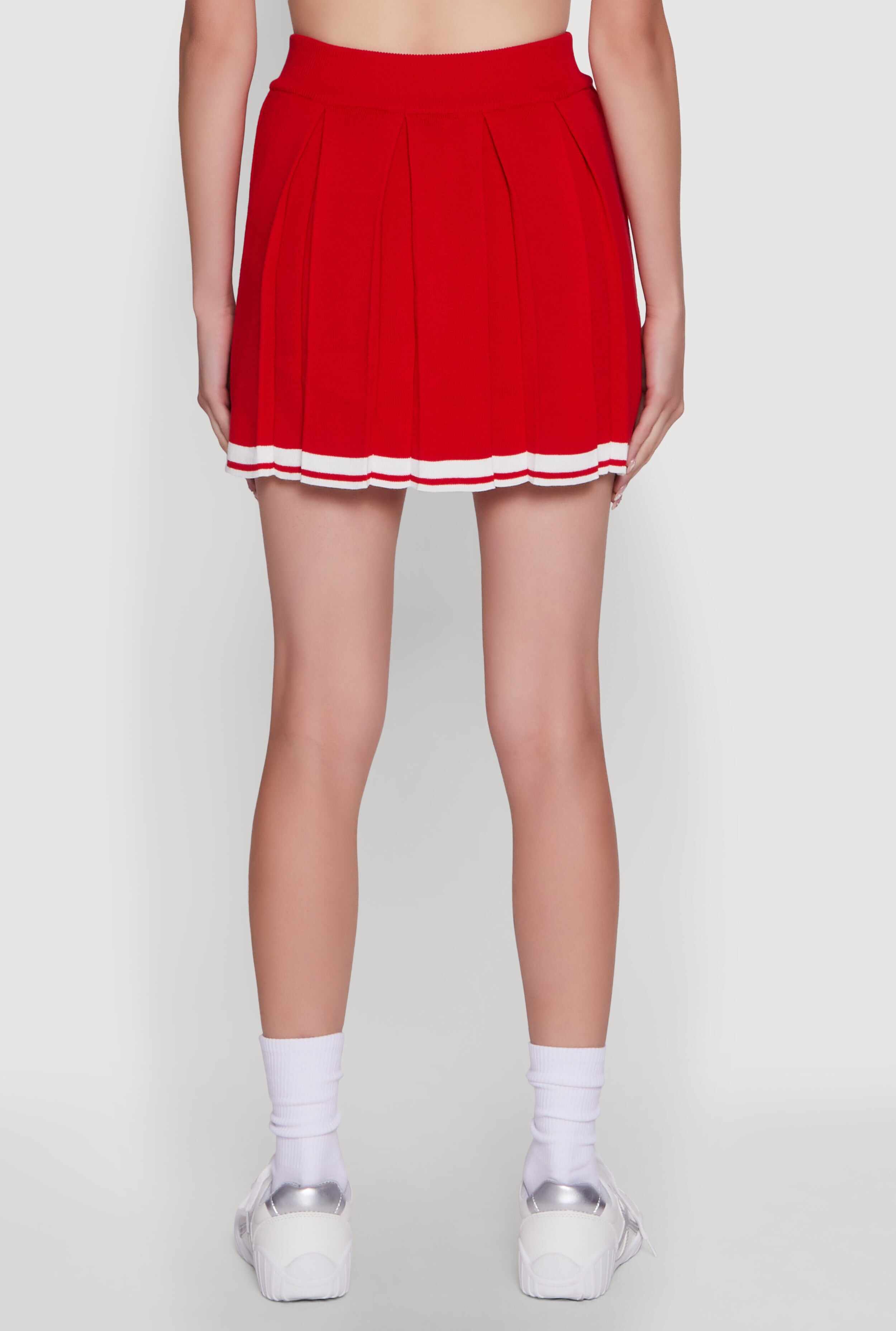 Daisy Varsity Stripe High Waisted Pleated Skirt