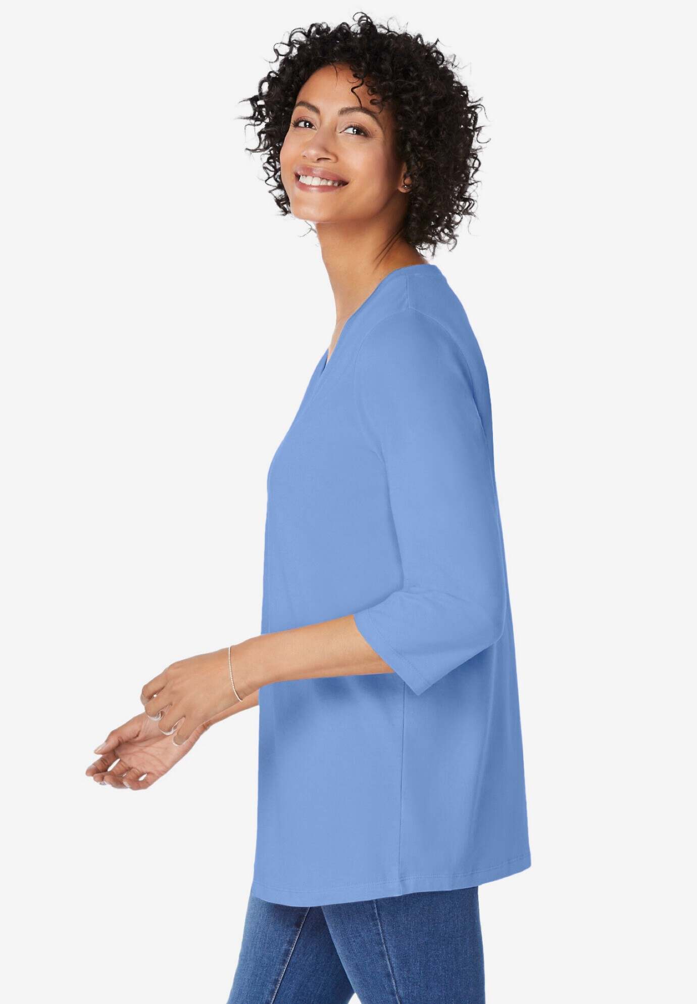 Perfect Three-Quarter Sleeve V-Neck Tunic