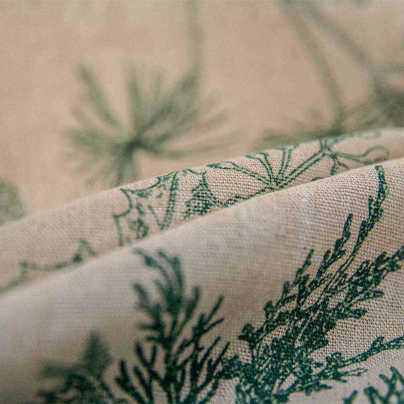 Green Pine Bird Pattern Tassel Curtain