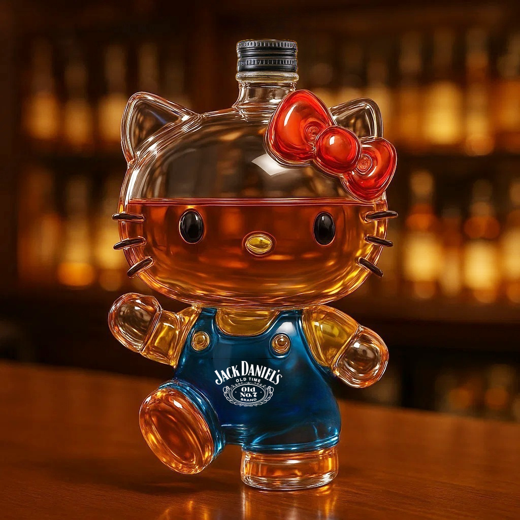 Cute Cat  Whiskey Bottle
