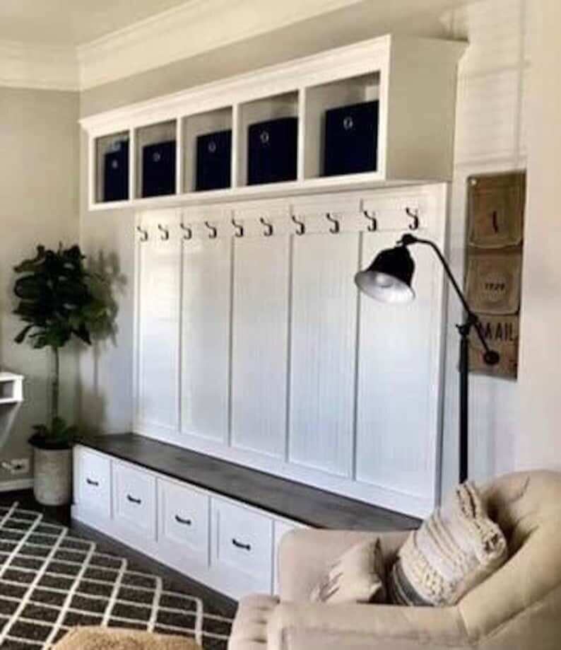 NEW YORK 5-section Mudroom bench with storage