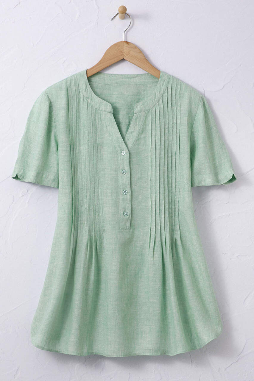 Linen Tuck-and-Release Blouse