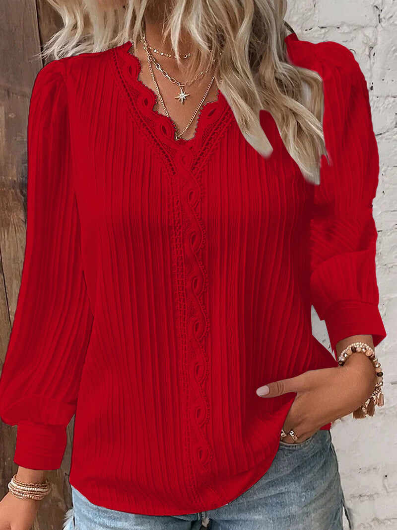 🔥Summer Arrivals🌟Women's V-neck Lace Patchwork Shirt