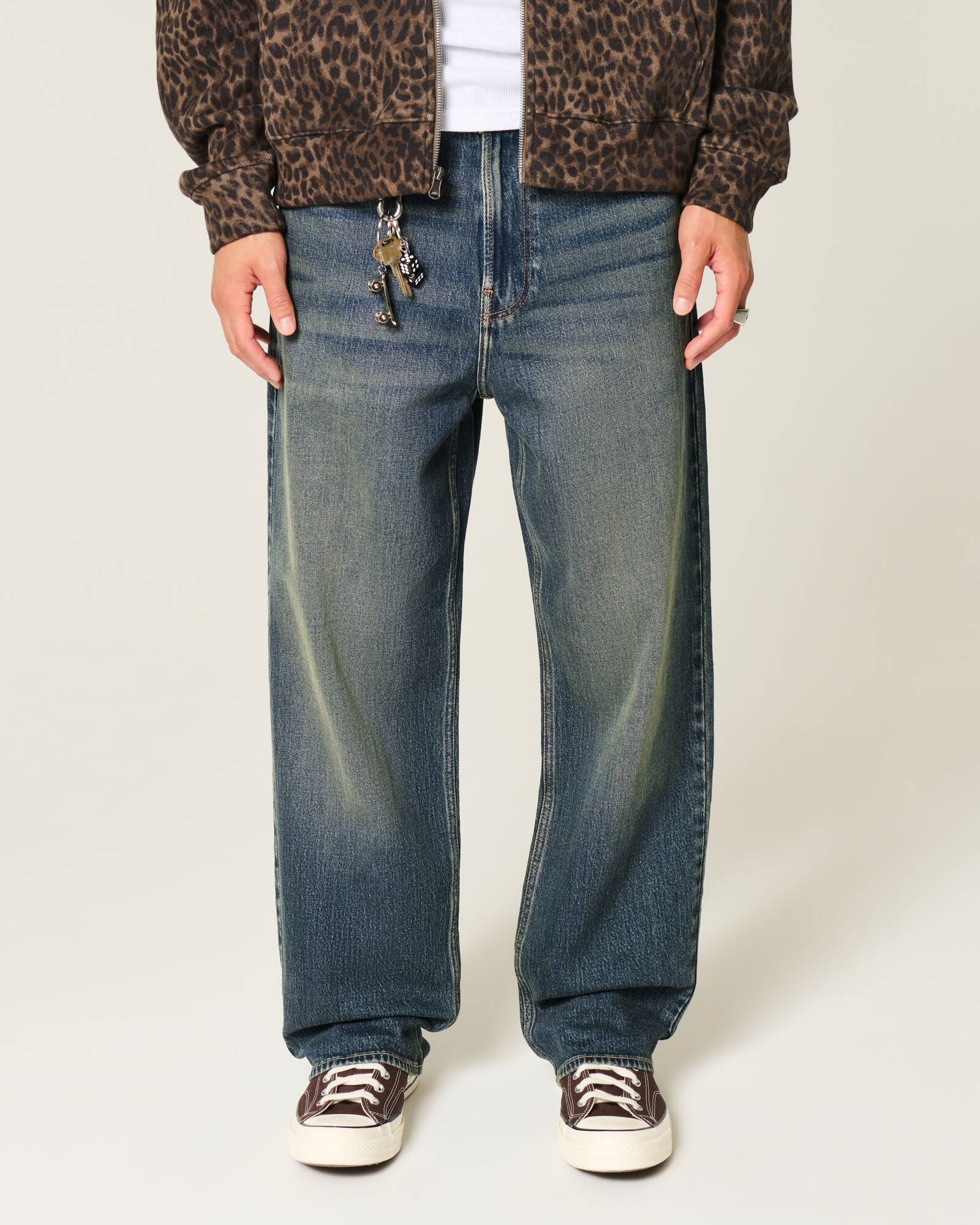 Railroad Stripe Baggy Painter Jeans