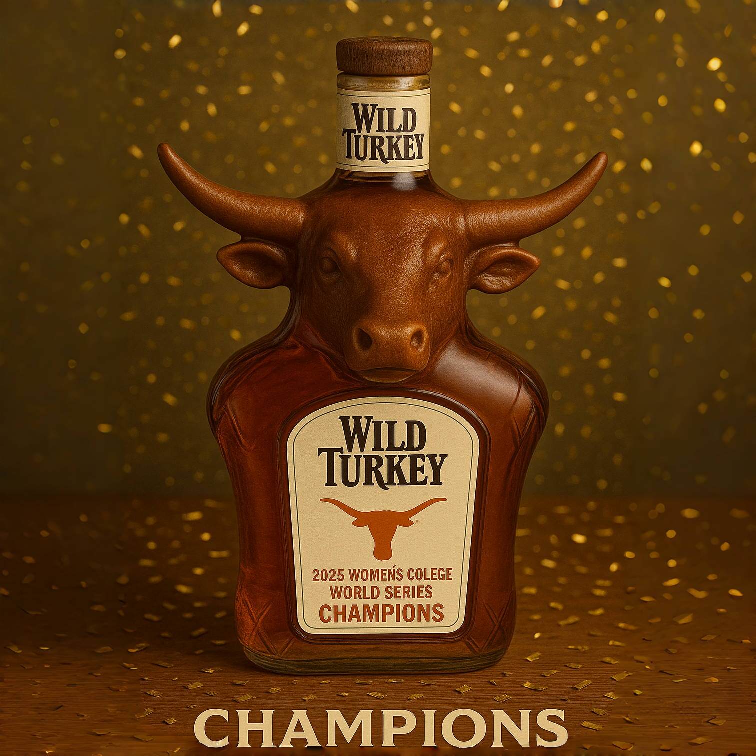 Texas Longhorns WCWS Champion Whiskey Bottle