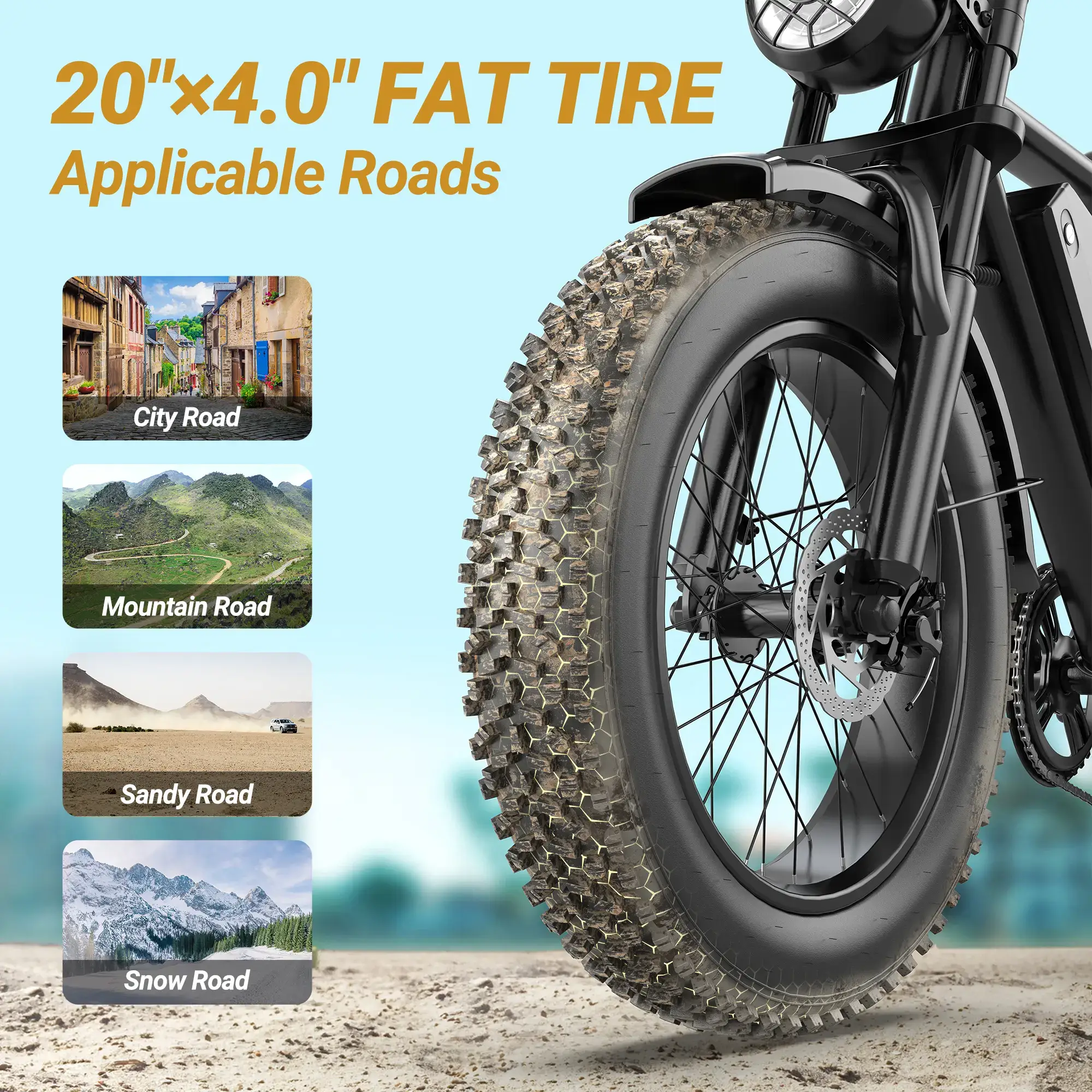 Peak 1500W Electric Off-Road Bike 20-Inch Full Suspension E-Motorcycle, 48V 20Ah Removable Battery, 31MPH Top Speed, 40-55 Mile Range, 2-Seater, LED Headlights, 20-Inch All-Terrain Fat Tires, UL 2849 Certified