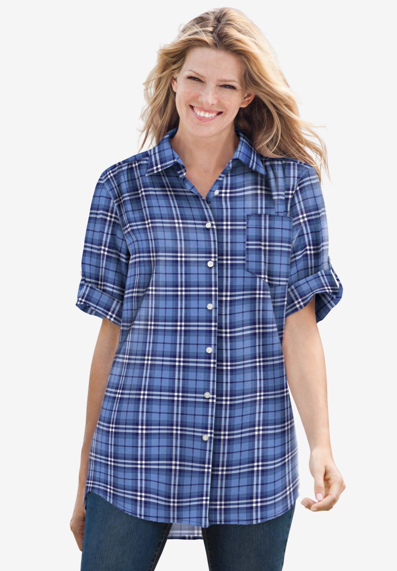 Short-Sleeve Button Down Seersucker Shirt