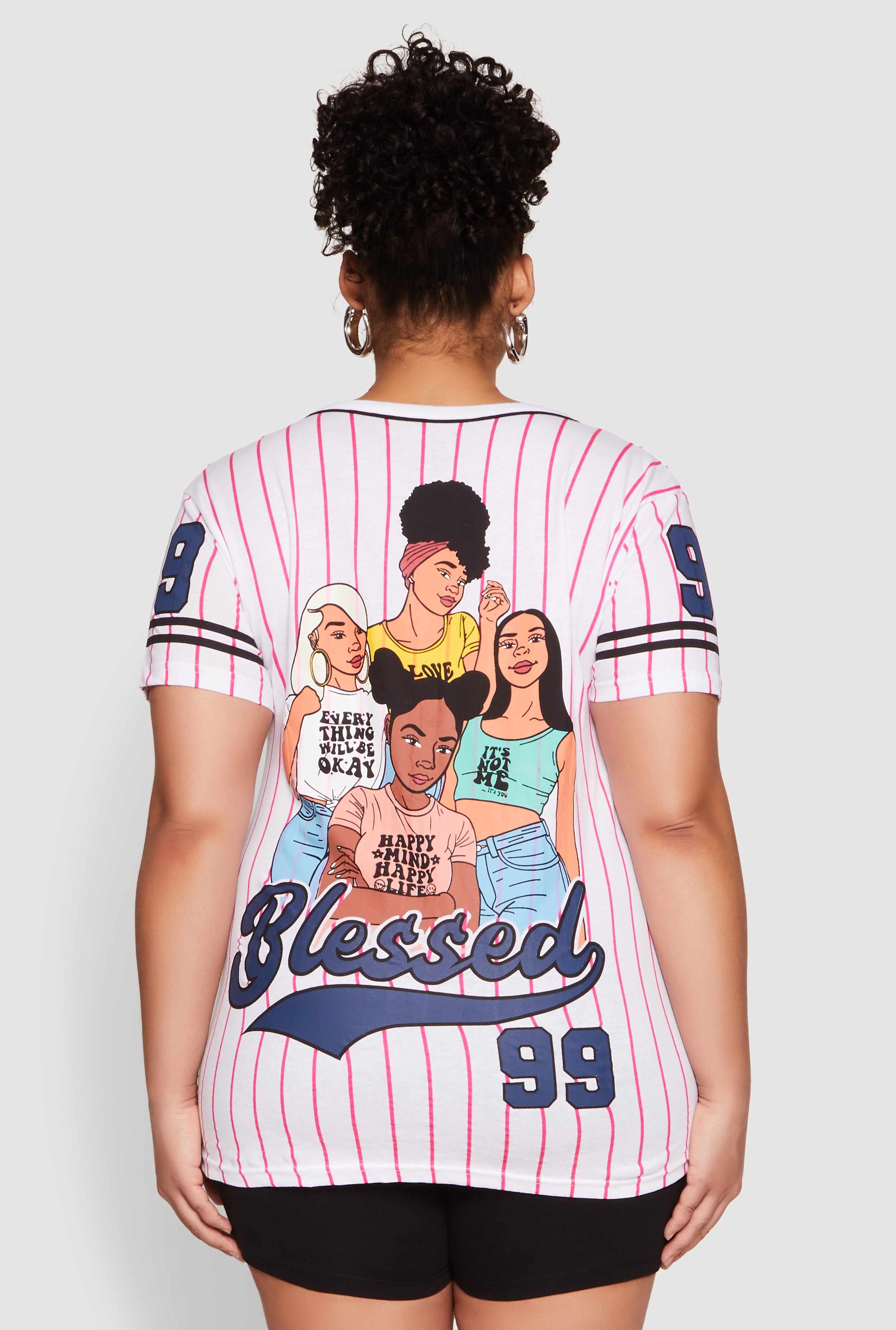 Plus Size Blessed 99 Graphic Baseball Shirt