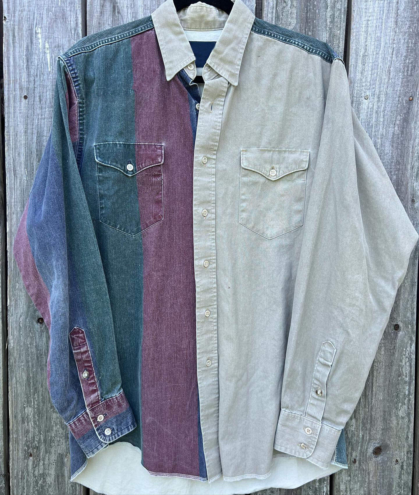 Men's Retro Casual Green Red Khaki Striped Print Long Sleeve Shirt