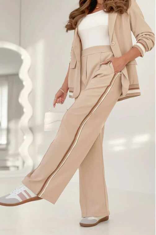 Women's Casual Beige 2-Piece Set - Comfortable & Stylish for Every Spring Occasion