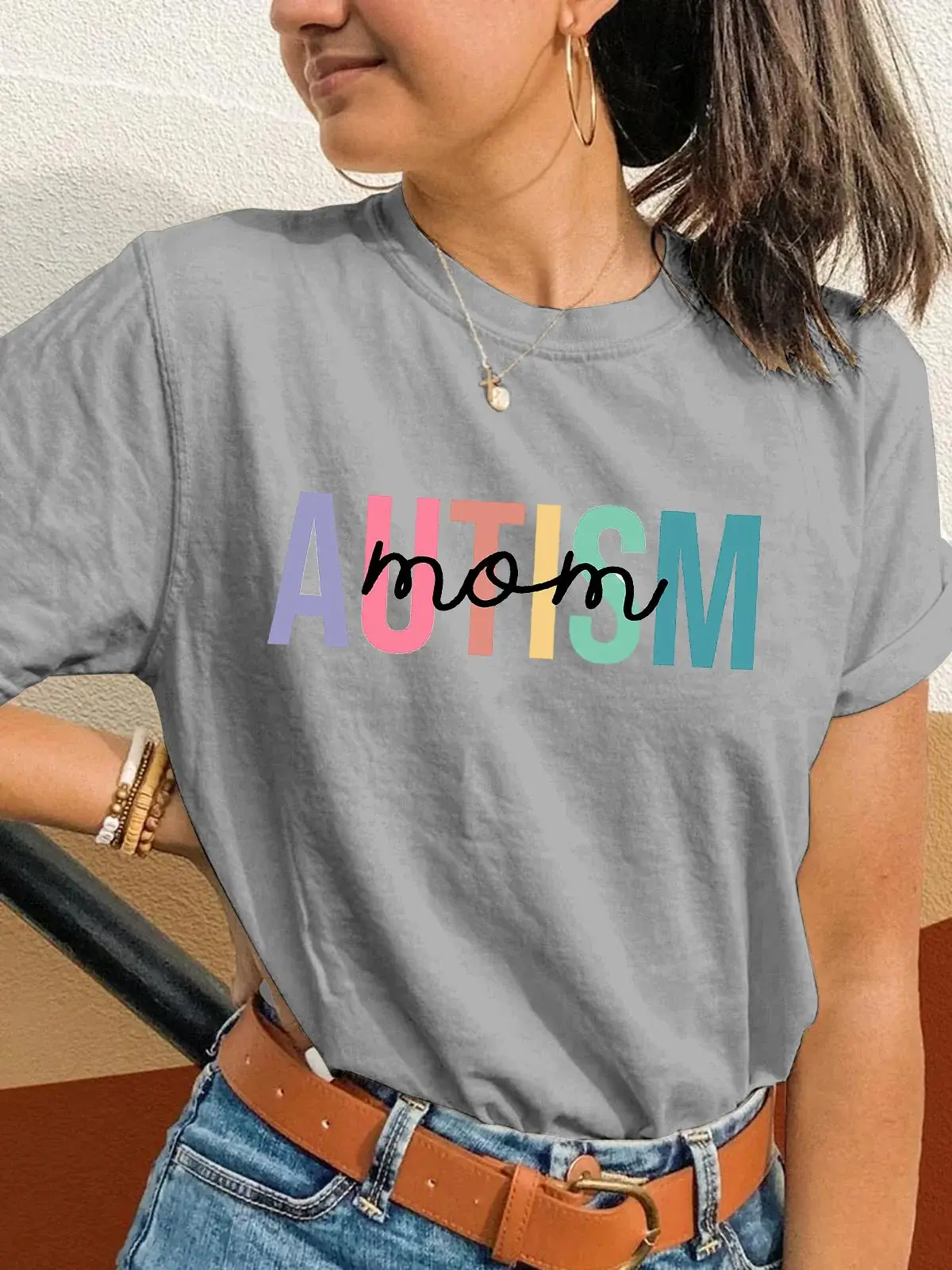 Autism MOM Printing T-shirt