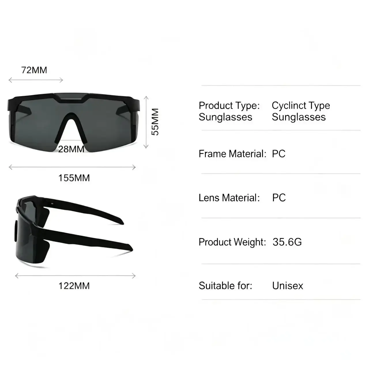 Unisex Oversize Frame Aviator Safety Sunglasses - Men's Accessories, Mens Gifts, Ideal for Cycling, Driving