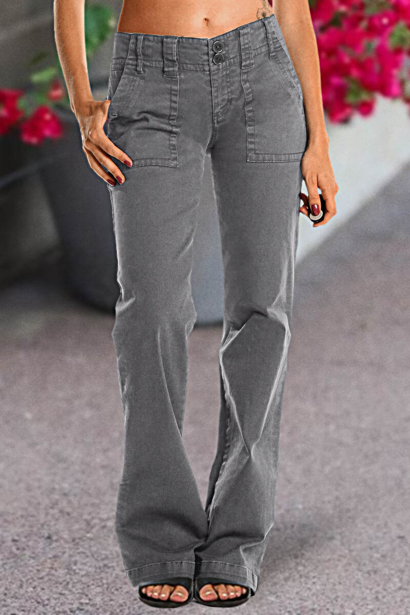 🔥Double Button Mid Waist Straight Leg Pants