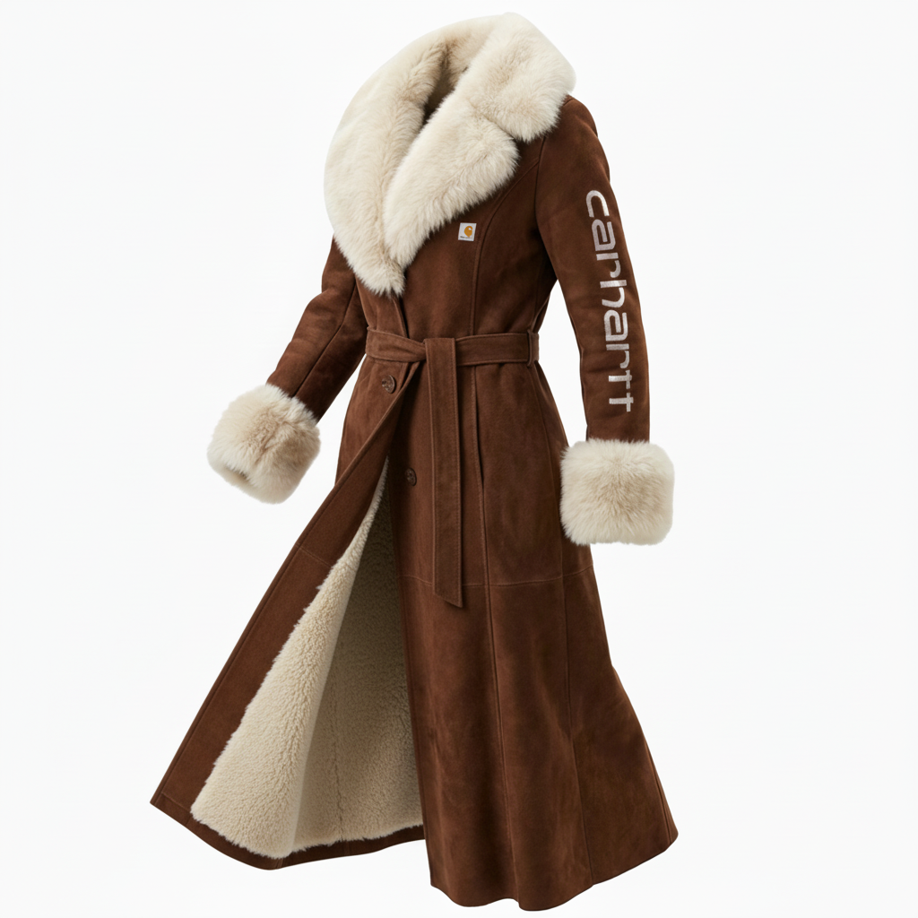 Luxurious Long Faux Fur Coat With Reversible Design For Winter Elegance