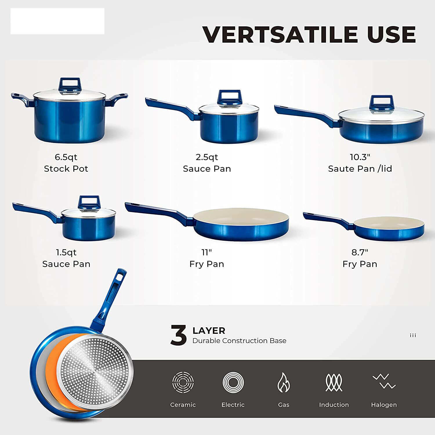 10 Pcs Pots and Pans Sets, Nonstick Cookware Set, Induction Pan Set, Chemical-Free Kitchen Sets, Saucepan, Saute Pan with Lid, Frying Pan, Red