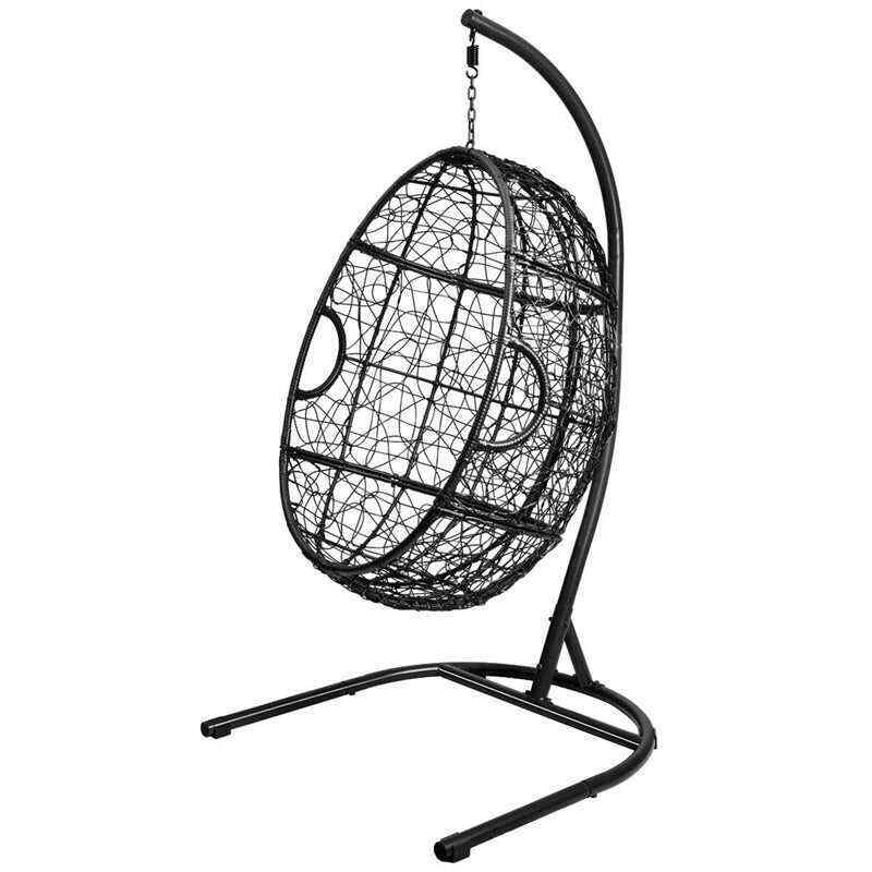 Outdoor Hanging Egg Chair Swing Hammock Chair Set with Stand & Cushion