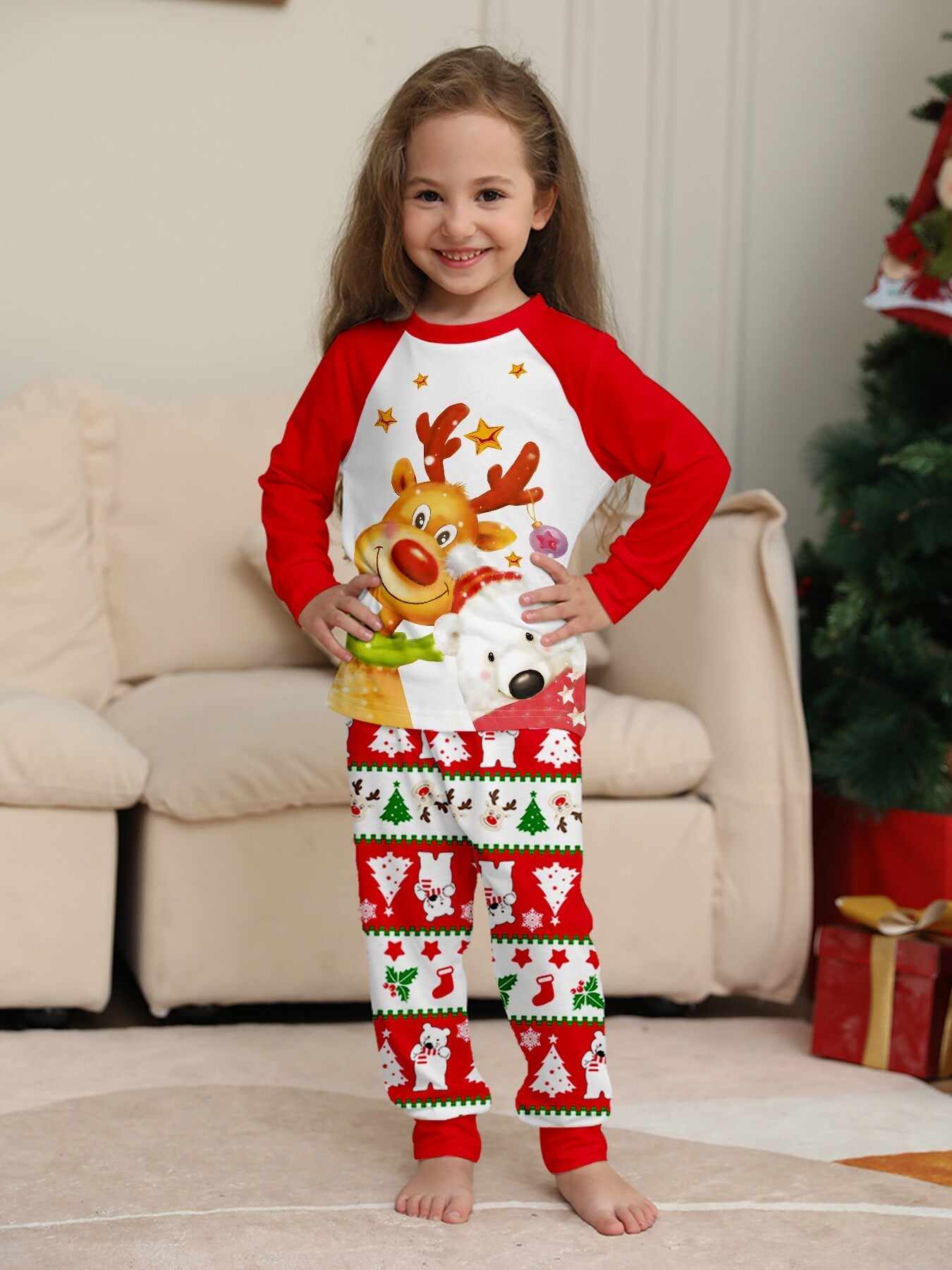 Golden Fawn & Polar Bear Family Parent-Child Pajama Set