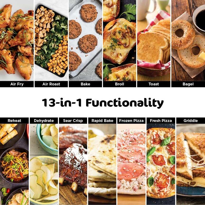 Air Fryer Toaster Oven Combo | 8-in-1 Functionality | Flip Up & Away for Storage Space | Air Fry Basket, Sheet Pan, Wire Rack & Removable Crumb Tray |1800 Watt | Stainless Steel | SP151