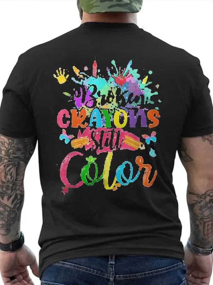 Men's Broken Crayons Still Color Mental Health Print T-Shirt