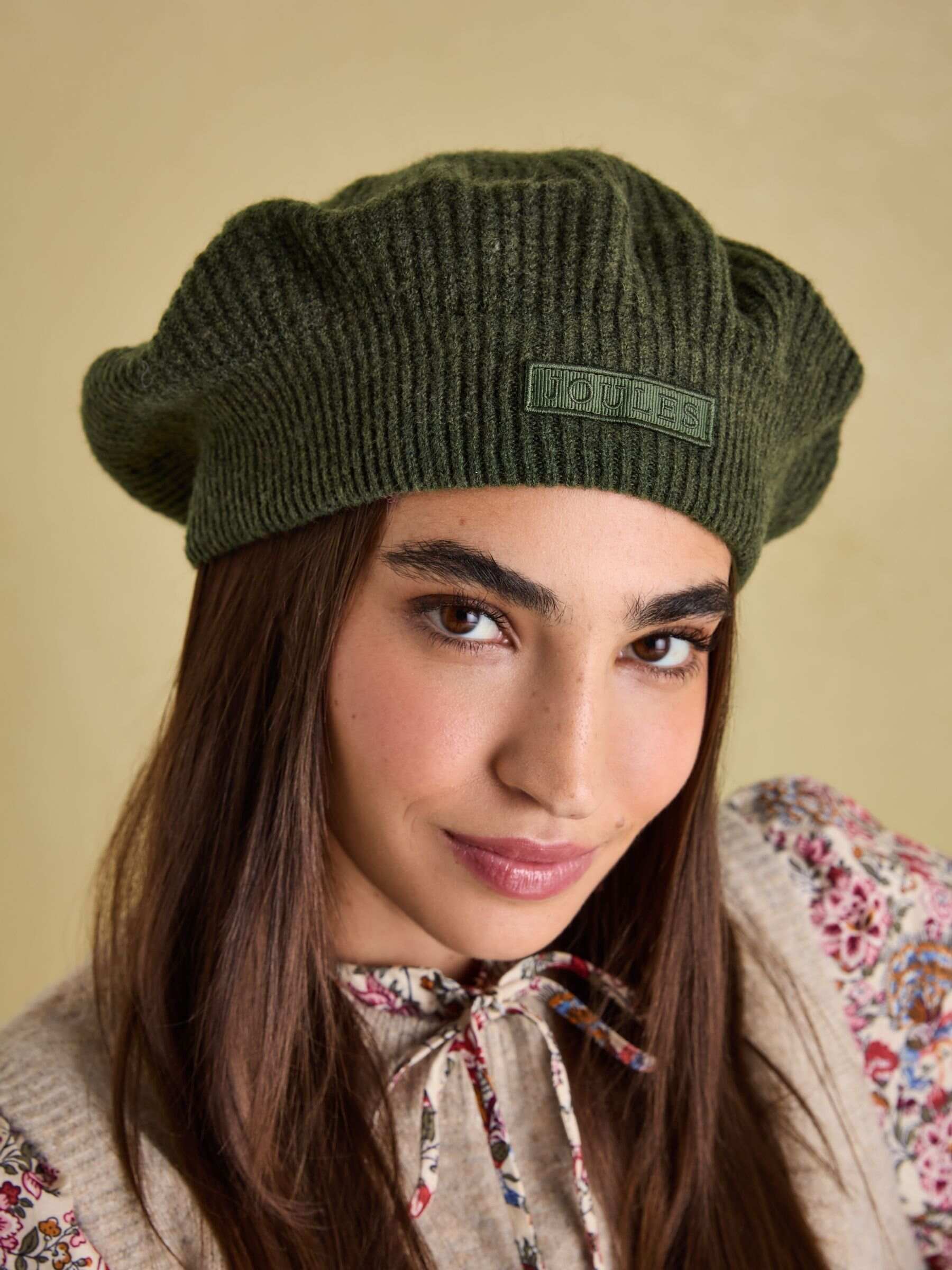 Joelle Khaki Green Knitted Beret