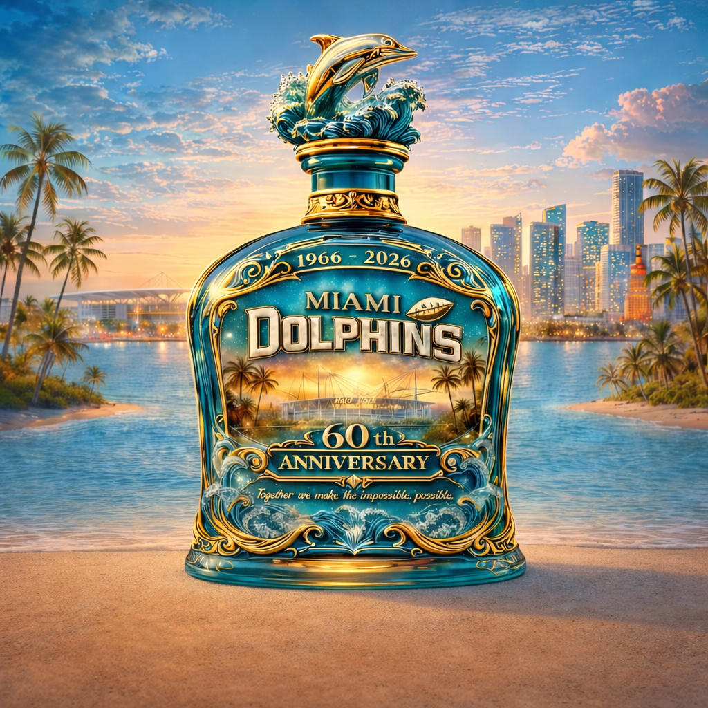 Miami Dolphins 60-Year  Whiskey Bottle