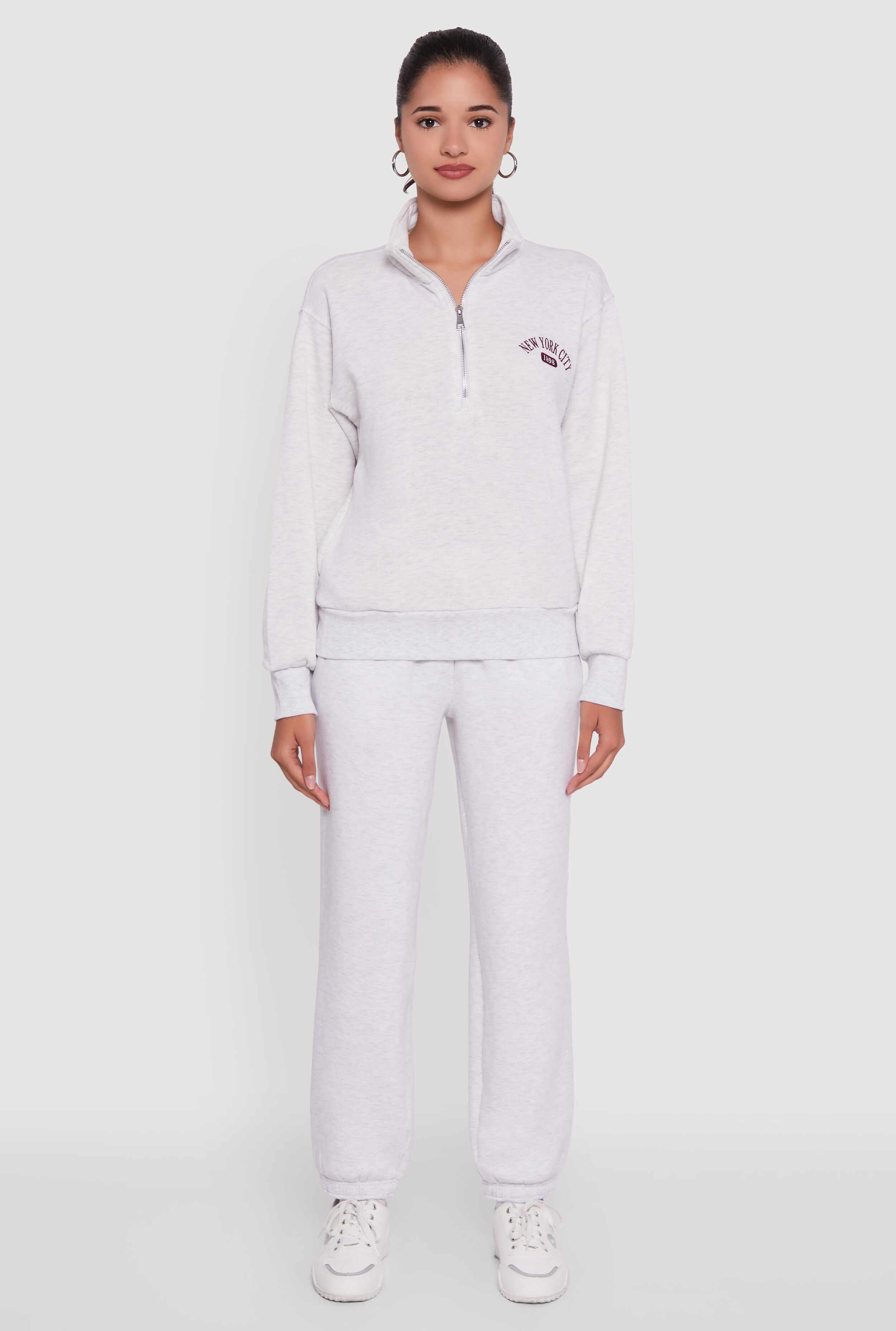 High Waisted Fleece Lined Elastic Waist Joggers