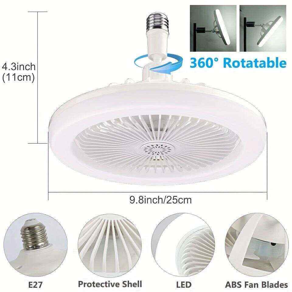 Fan Lamp E27 Screw Connection Fan Bedroom Lamp Household Stepless Integrated Fan Lamp