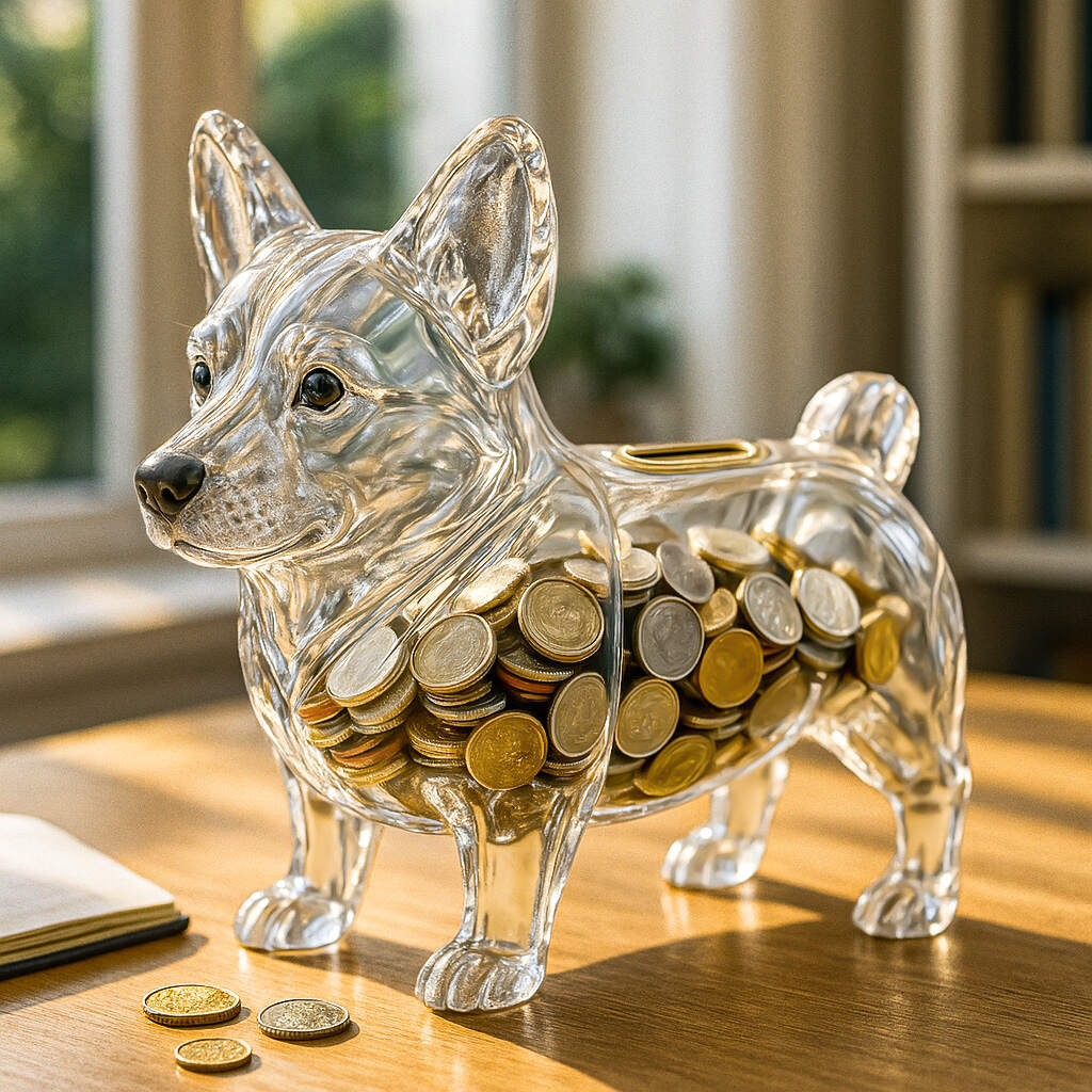 Corgi Glass Coin Bank