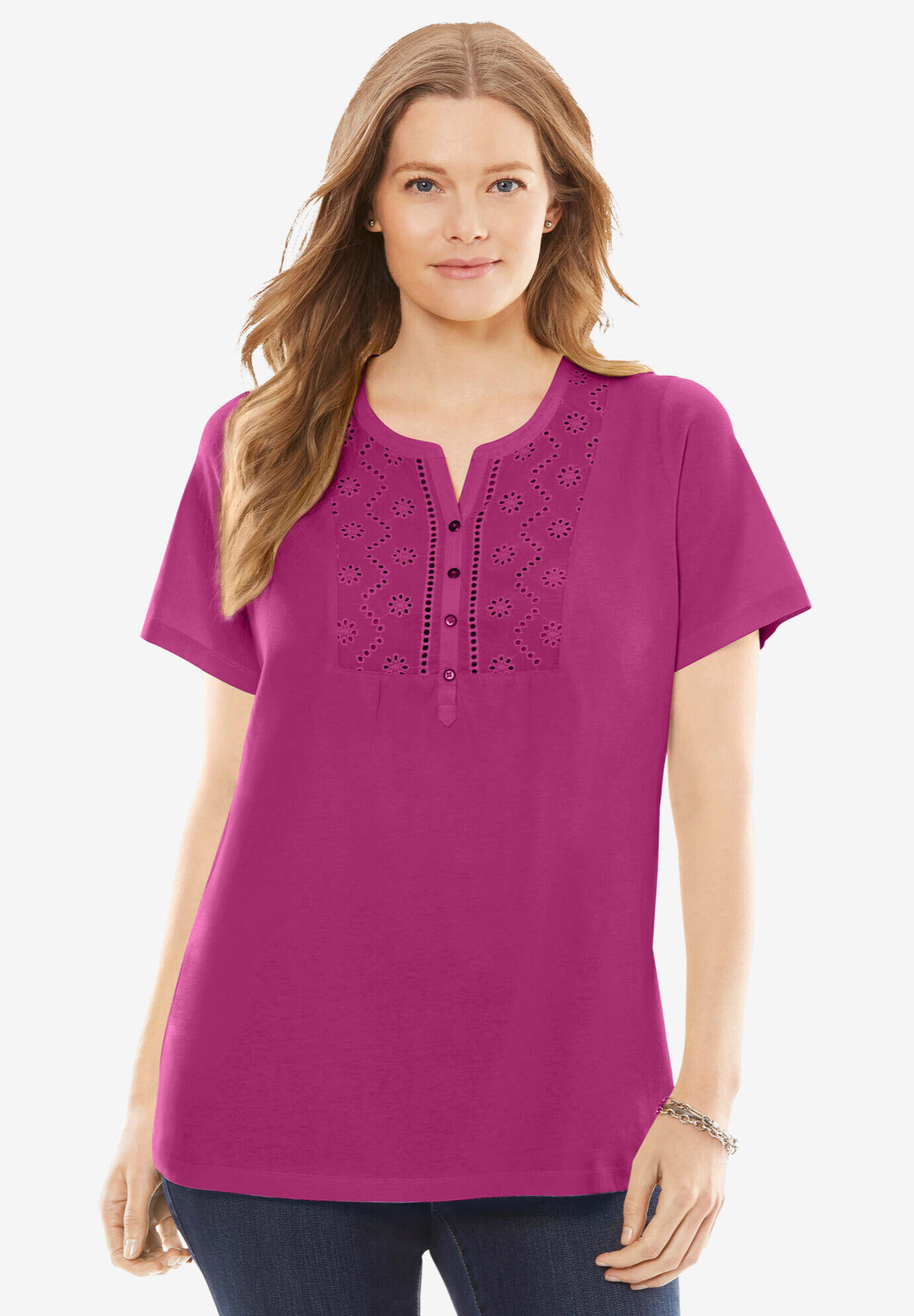 Eyelet Henley Tee