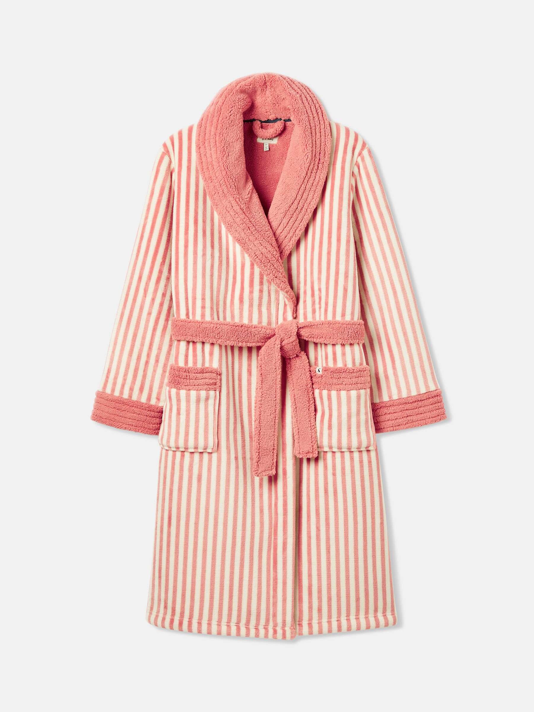 Matilda Pink & White Fleece Lined Dressing Gown