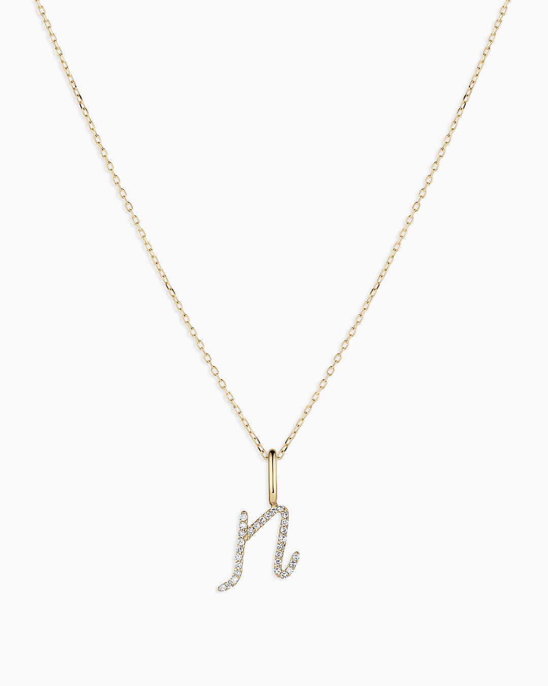 Diamond Script Alphabet Charm Necklace