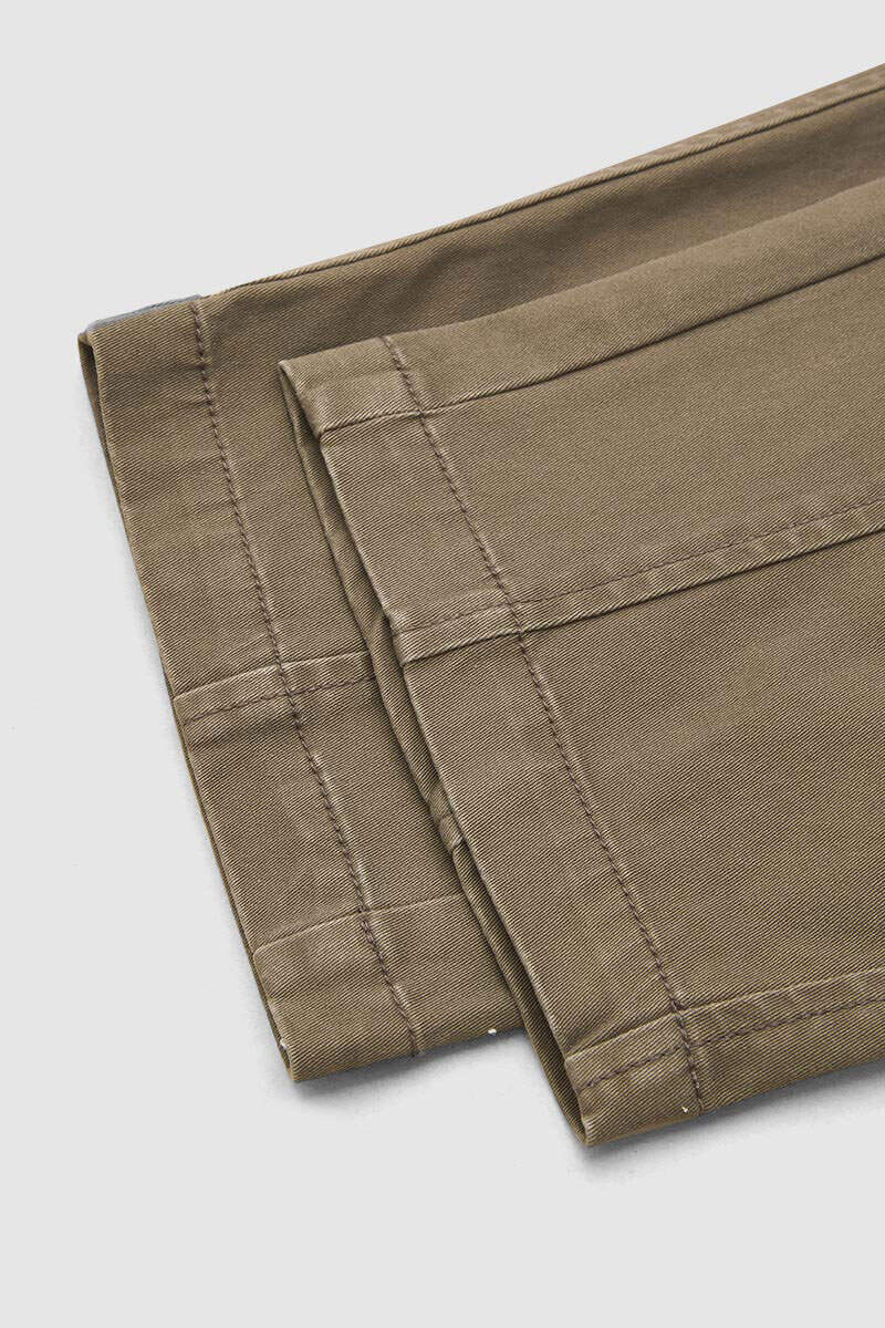 🔥 Last Day For Clearance！ !10 packs only $32!Solid Stitch Detail Mid Waist Barrel Leg Pants Without Belt