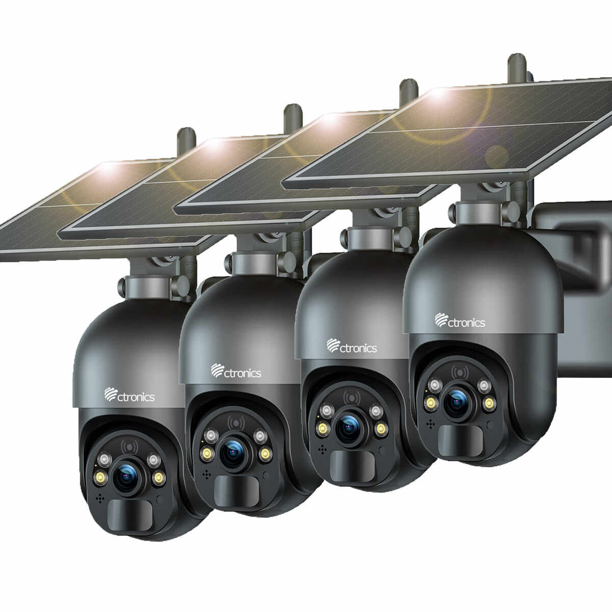 Ctronics 5MP Solar Security Camera Outdoor Wireless, 6W Solar Panel, Sound-Light Alarm, PC/Phone Remote Control, Color Night Vision