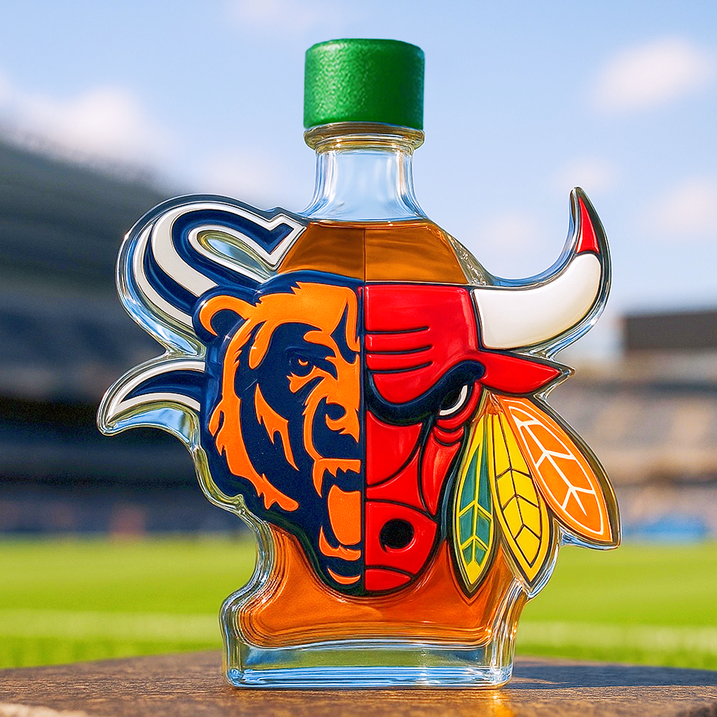 Chicago Sports Fan Whiskey Bottle
