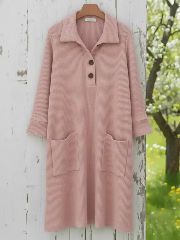 🔥Summer Arrivals🌟Cozy Stand-collar Button-up Midi Dress