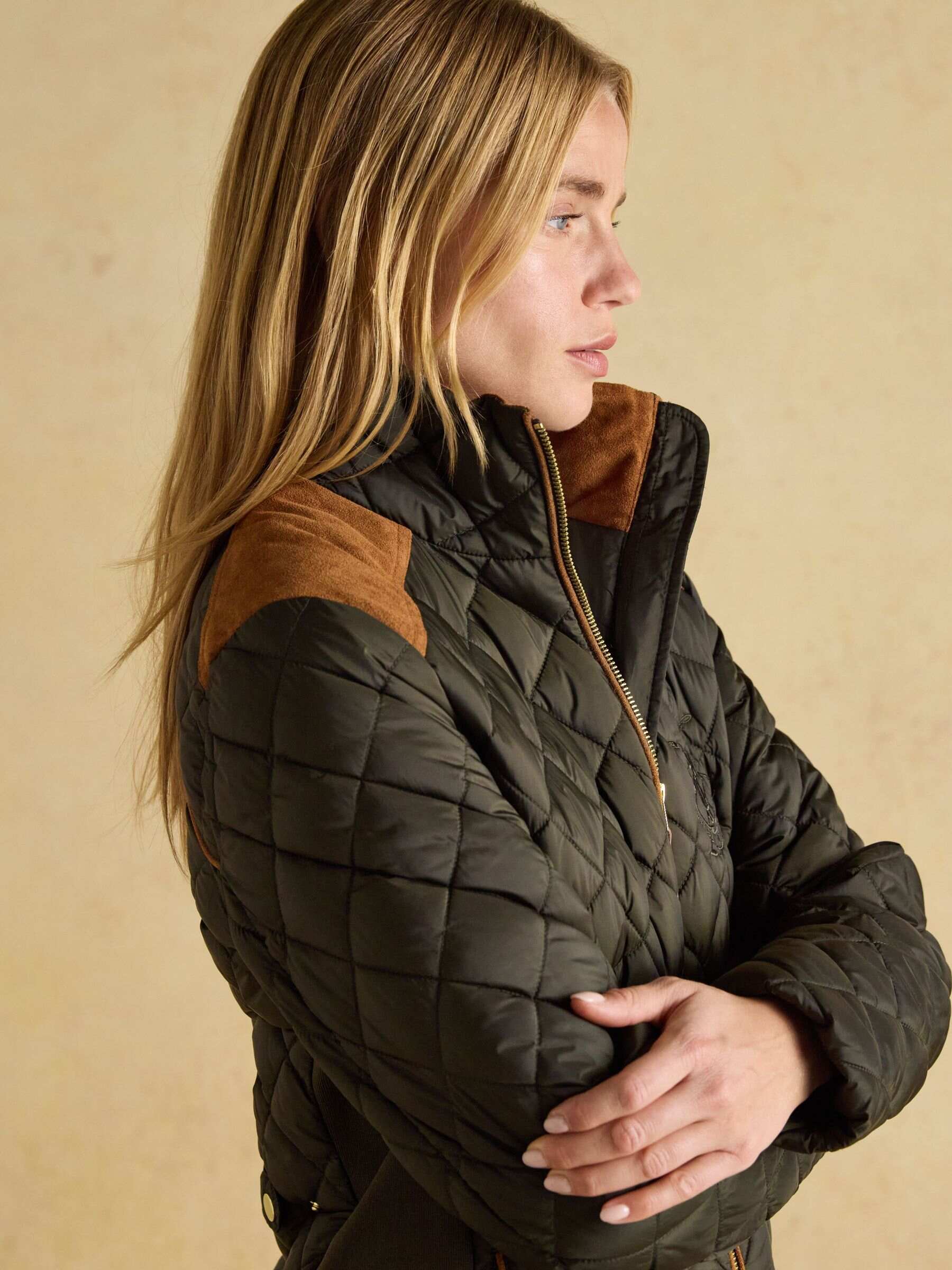 Braemar Luxe Navy Blue Showerproof Diamond Quilted Coat
