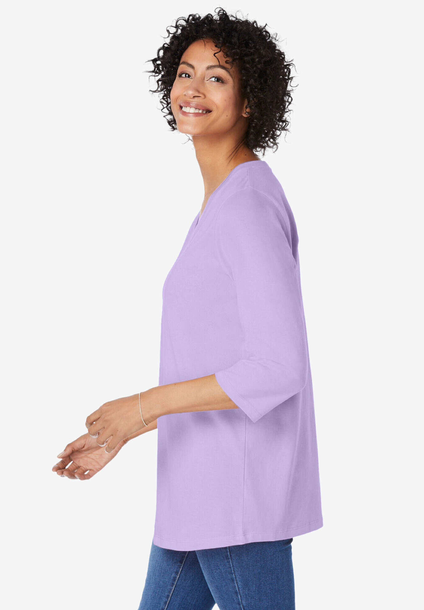 Perfect Three-Quarter Sleeve V-Neck Tunic