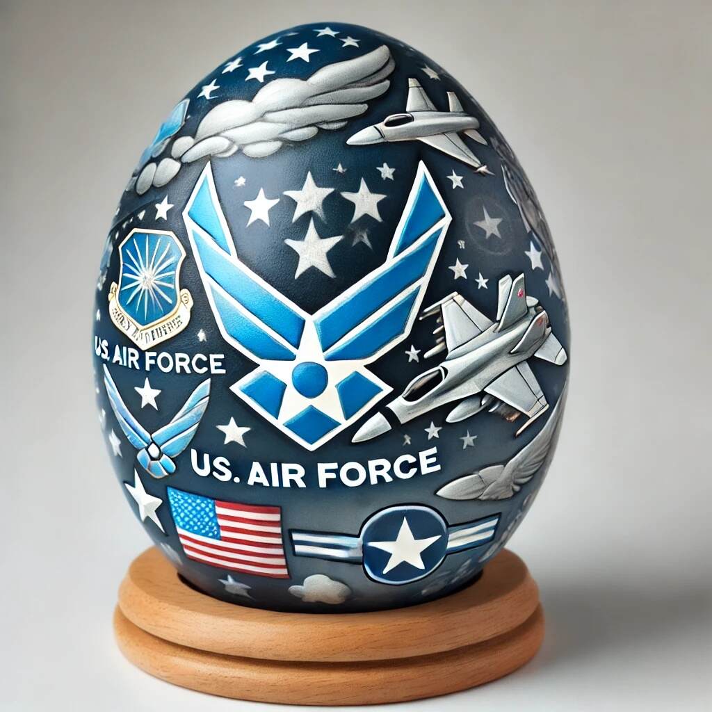 Hand-painted Military-themed Easter Egg