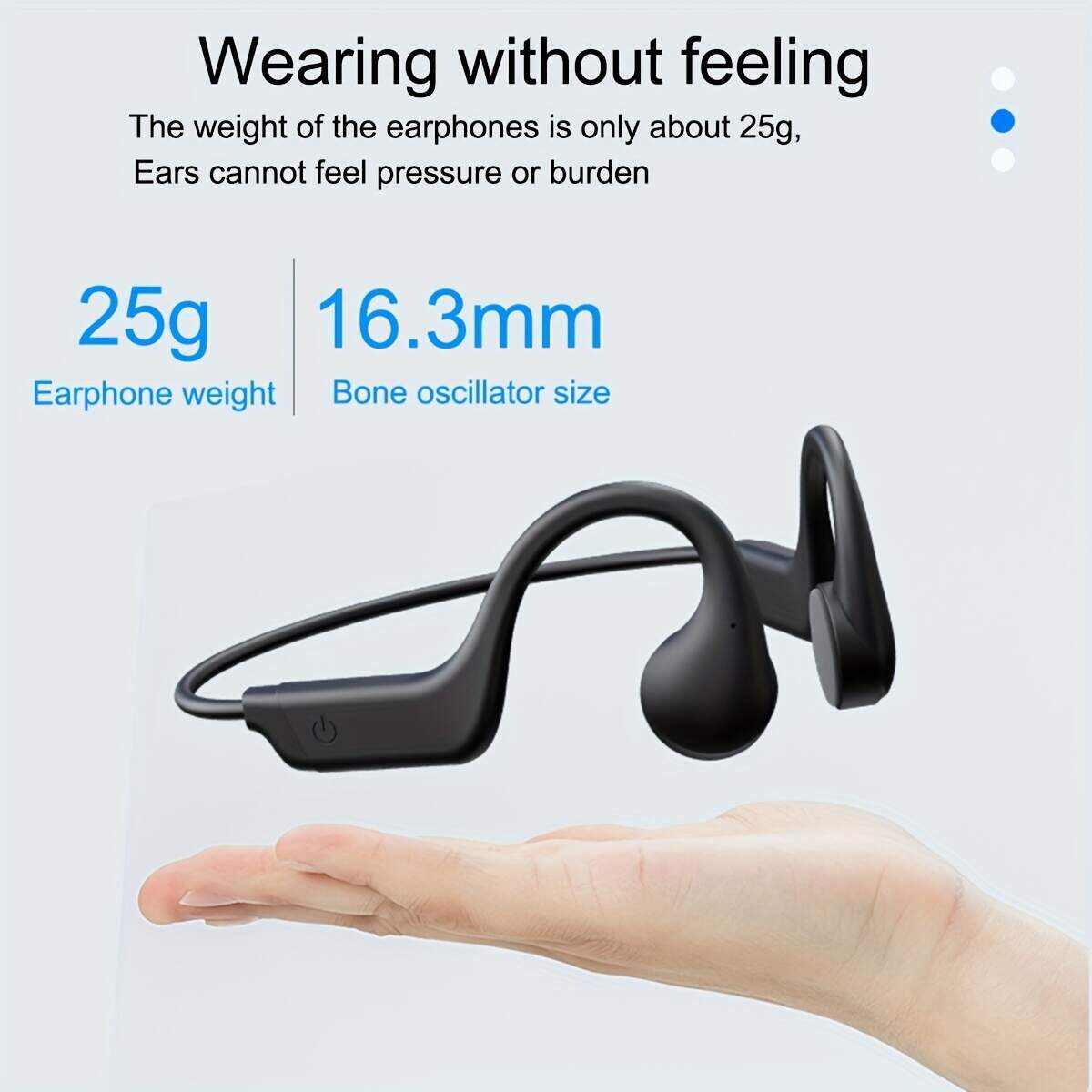 2025 New Upgraded Bone Conduction Earphones True Wireless Open Type Earphones Dual Ear Bone Sensing Sports Earphones Waterproof Sweat Resistant Tape Microphone Induction Conduction Earphones For Running, Cycling, Exercise, Gym Driving Black